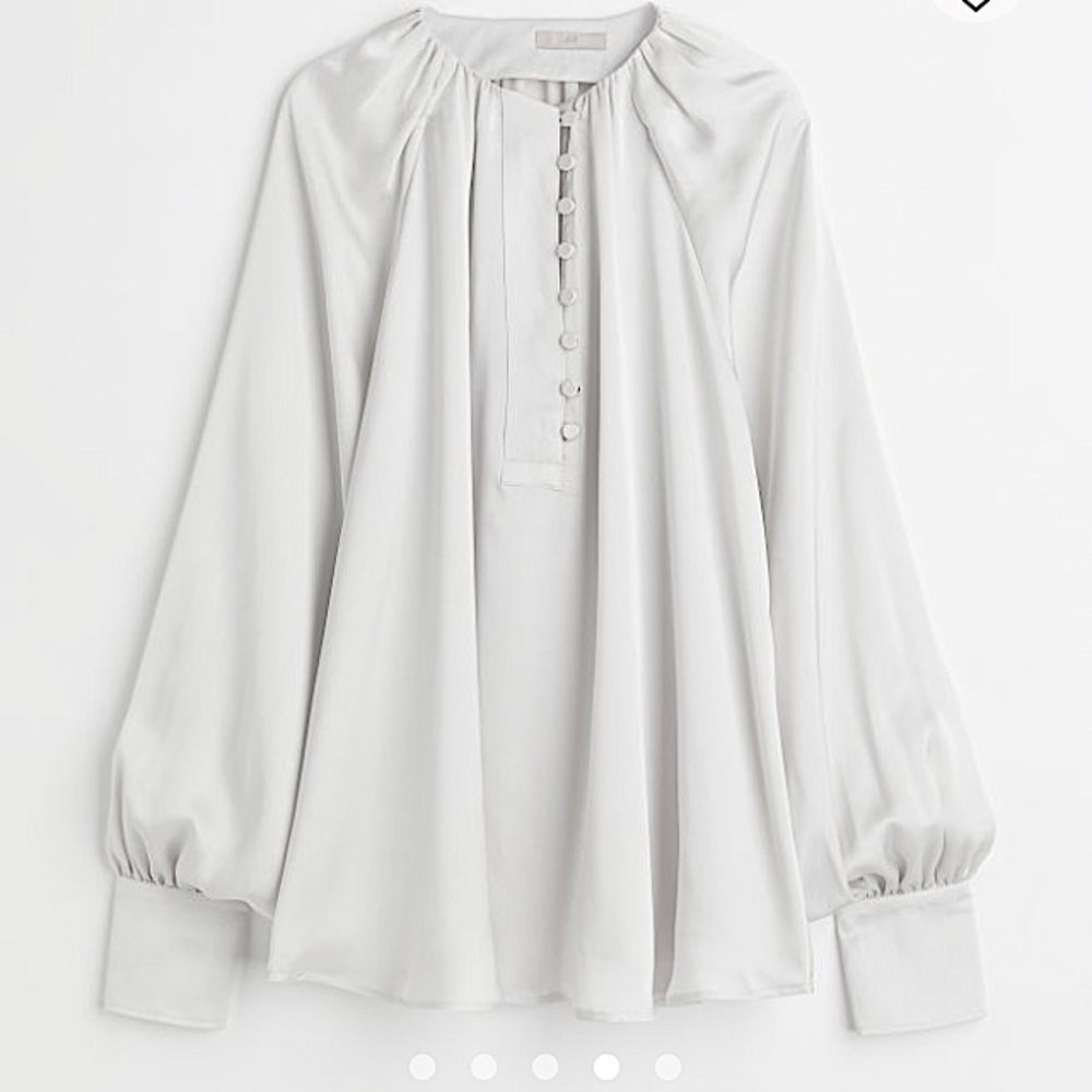 Balloon-Sleeved Satin Blouse Medium